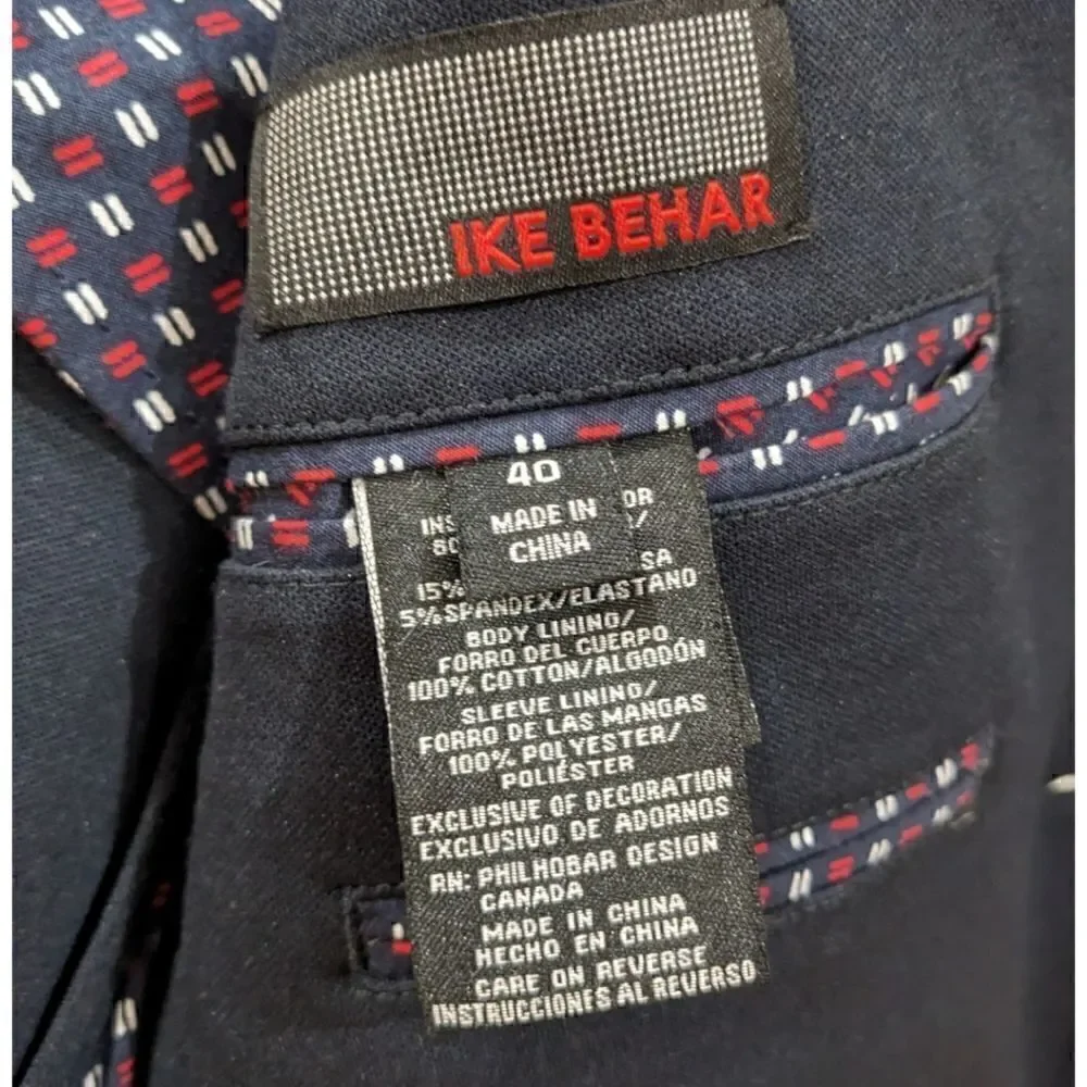 LIKE NEW IKE BEHAR Men's Navy Two Button Blazer Size 40